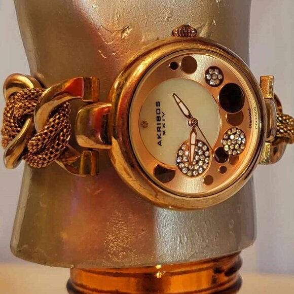 Akribos XXIV AK895RG-BX  Diamond dial  Twisted Chain Watch for Women - Picture 8 of 16